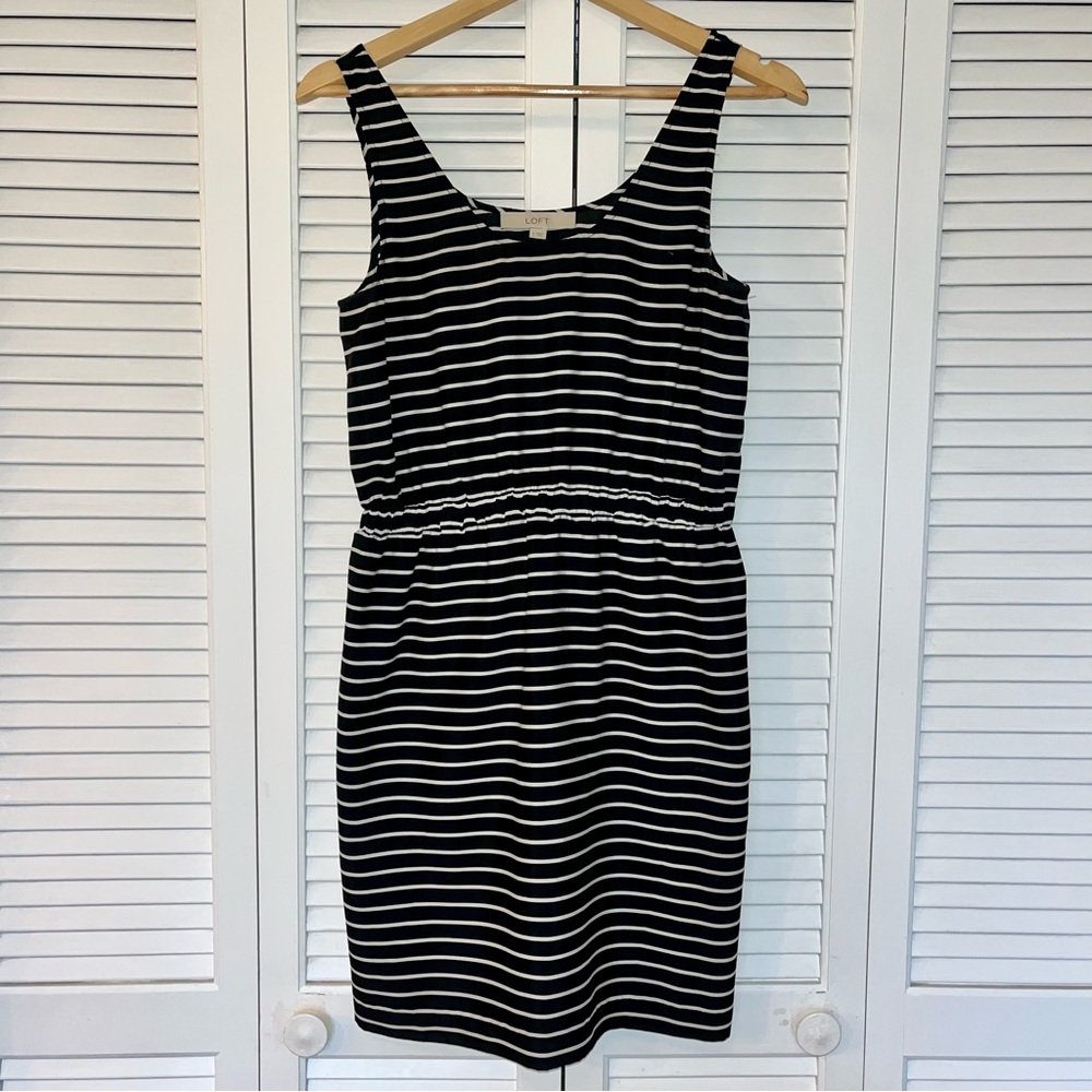 LOFT Black & White Striped Dress
